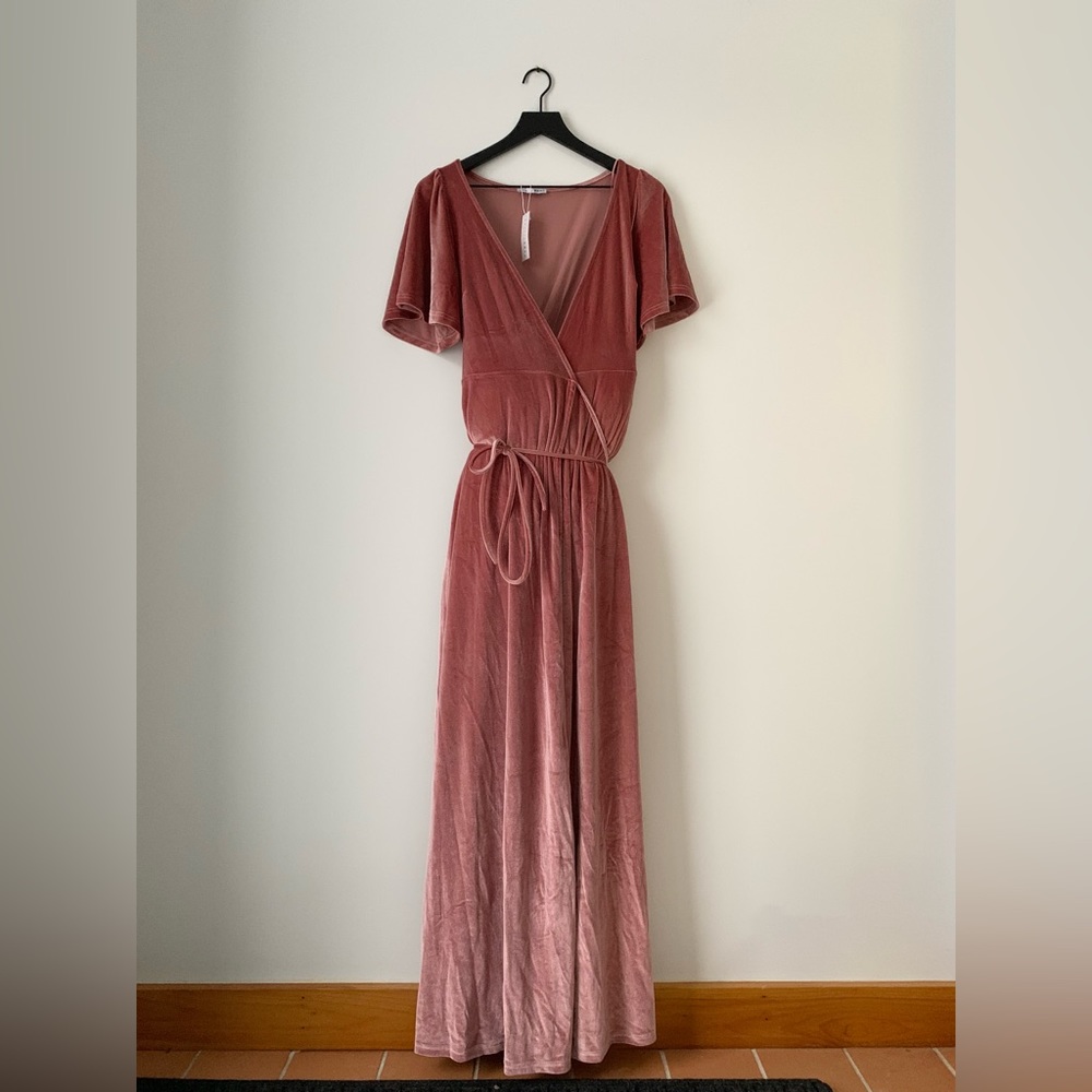 Meghan Velvet Wrap Maxi Dress - Mauve